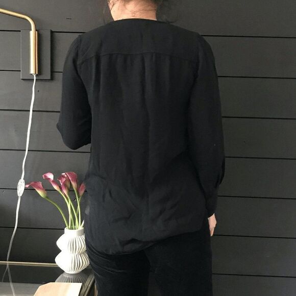 J Crew long sleeve viscose blouse button down black size 2 long sleeve Top party - Picture 6 of 10